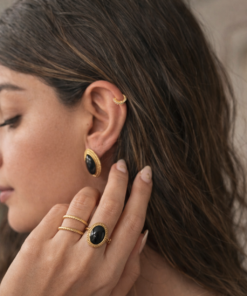Black stone earrings